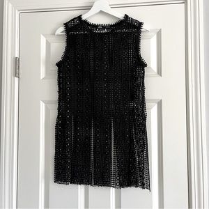 Zara Lace Summer Croo Tassel Top Size XS